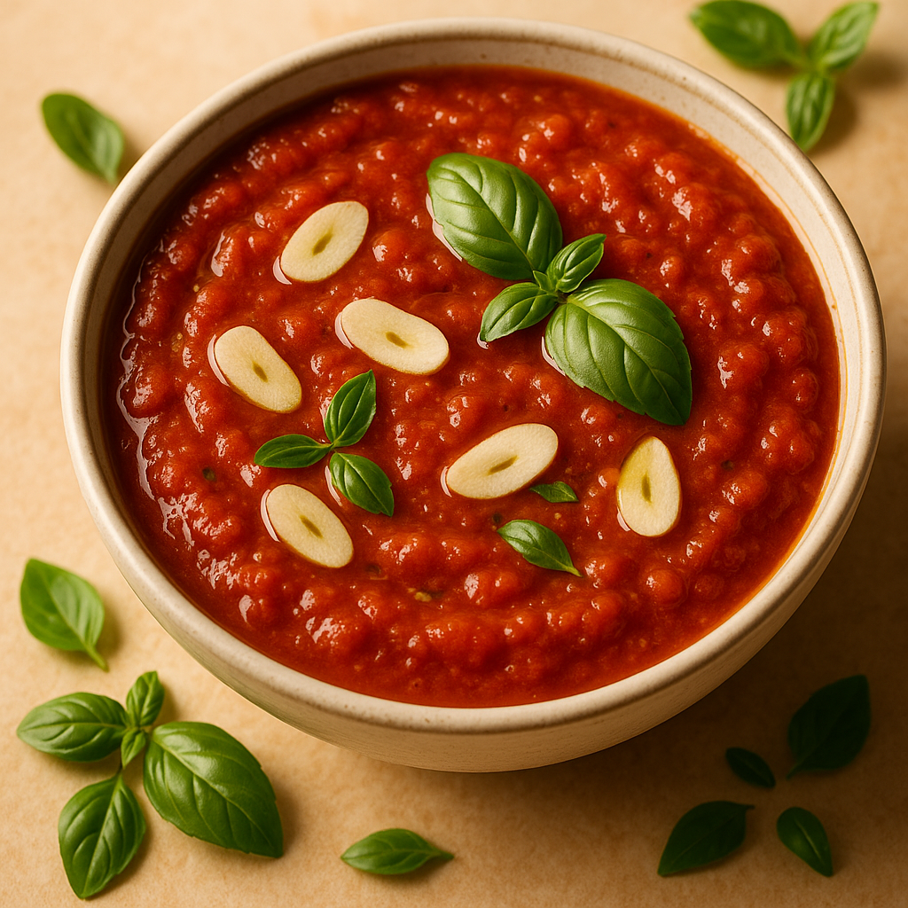 Goodfellas prison marinara sauce with razor-thin garlic
